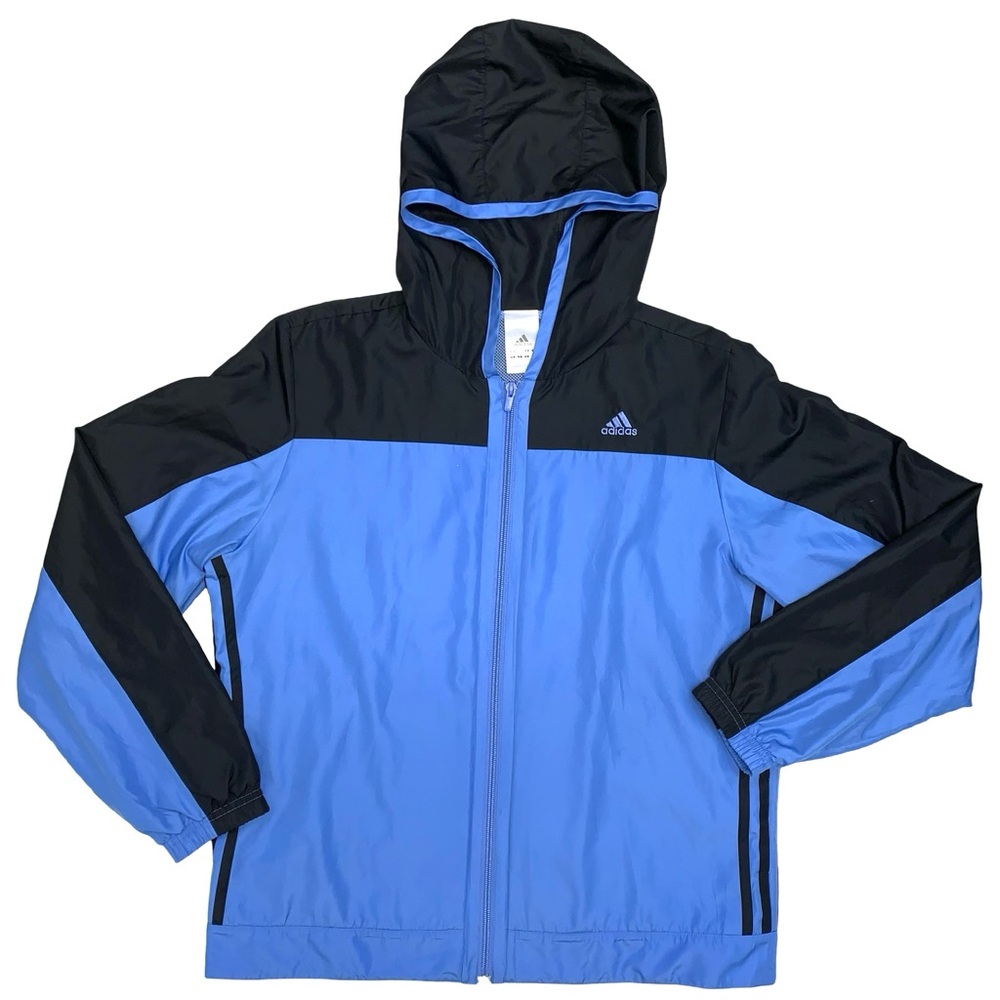 adidas Hooded Zip Up Windbreaker Large Transitional Fall Lightweight Athletic